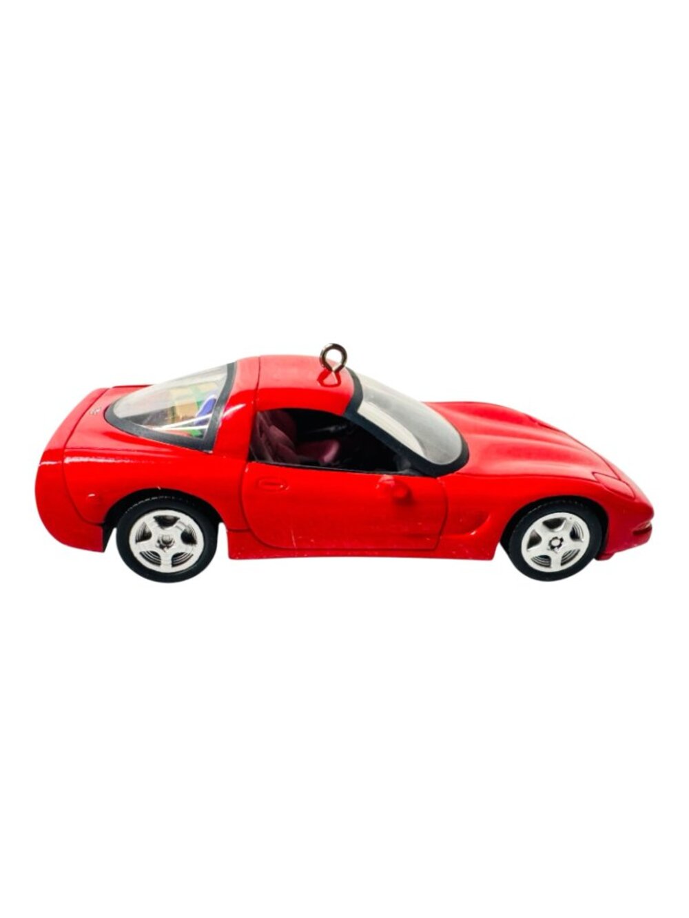 Lot 2 Red Corvette Car Christmas Ornaments Santa Classic Convertible Decor - Picture 4 of 8
